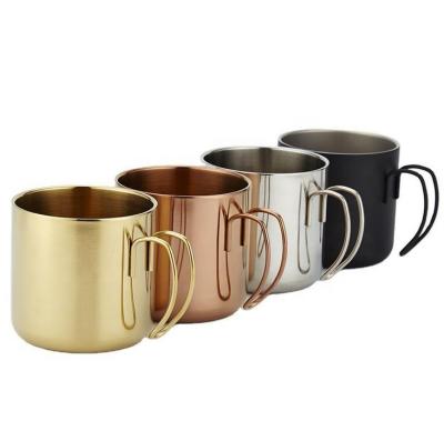 China 350ml Viable Stainless Steel Rose Gold Coffee Mug with Wire Hook Handle for sale