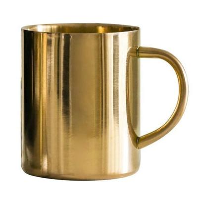 China Sustainable Double Wall Stainless Steel Gold Coffee Mug With Custom Logo for sale