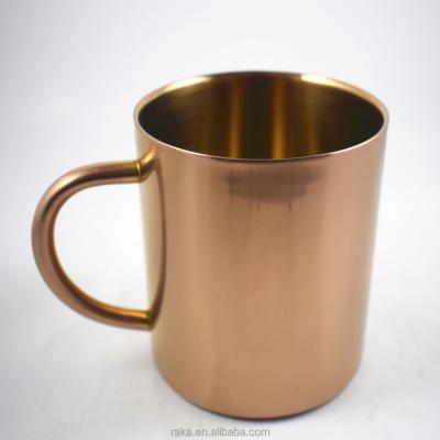 China 13.5oz/400ml Durable Coffee Cup Double Wall Stainless Steel Copper Clad Coffee Mug (Gold) for sale