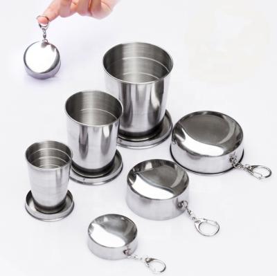 China Stainless Steel Disposable Collapsible Cup With Key Chain, Easy Portable Collapsible Cup For Travel for sale