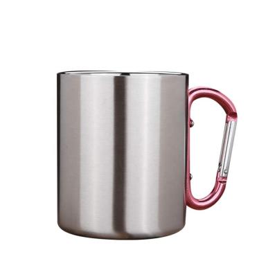 China Sustainable Double Wall Stainless Steel Cup With Carabiner Handle for sale