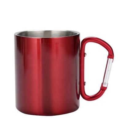 China Sustainable Double Walled Stainless Steel Mug with Carabiner Handle - Portable Climbing, Hiking, Backpacking or Camping Travel Mug for sale