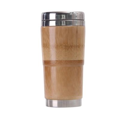 China Sustainable Double Wall Insulated Bamboo Coffee Mug With Sliding Lid , Outdoor And Travel Custom Bamboo Mug for sale