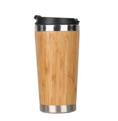 China Sustainable Double Wall Stainless Steel Bamboo Coffee Mug , Travel Coffee Mug With Lid for sale