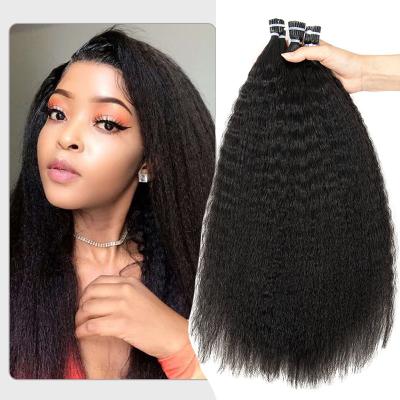 China Wholesale Coily Microlinks Curly Straight I-tip I-tip Afro Mongolian Raw Hair I tip Hair Extension For Black Women for sale