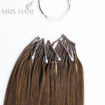 China MRSHAIR Brown Silky Straight Dark Blonde Virgin Remy 16 20 Inch 50grams Double Drawn Micro Hair 8D Bead Hair Extensions Invisable for sale