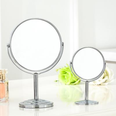 China Lighted Round Double Sided Swivel Head Table Mirror On Stand Bathroom Shaving And Makeup Mirror for sale