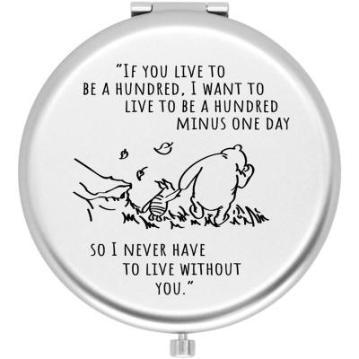 China Lit Pooh Quotes and Saying Travel Beauty Makeup Frosted Mirror for Sister Friends Girls Daughter for sale