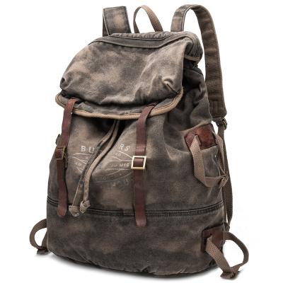 China Customized PORTABLE Vintage Large Capacity Canvas Drawstring Travel Rucksack Bag Unisex Backpack for sale