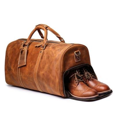 China Vintage Wholesale Mens Travel Bag Genuine Leather Weekender Overnight Bag for sale