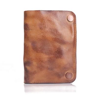 China Customized Anti-theft Vintage Washed Leather Slim Men RFID Card Wallet Wholesale for sale