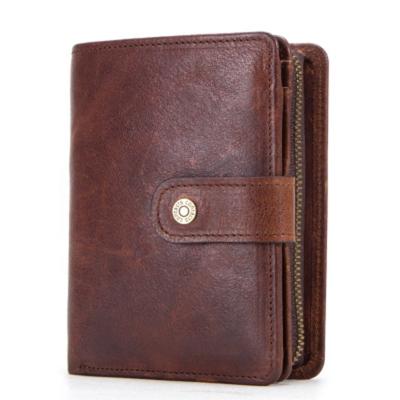 China Luxury Genuine Leather RFID Triple Zipper Wallet For Men for sale