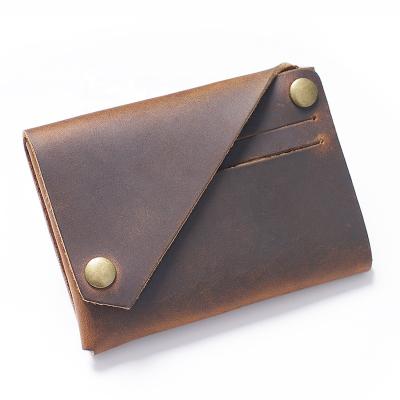 China Normcore/Minimalist Top Selling Buttoned Coin Purse Unisex Genuine Leather Wallet With Card Holders for sale