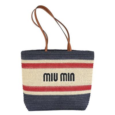 China Other Wholesale Custom Fashion Women Straw Beach Tote Bag With Cotton Lining 46*13*33cm for sale