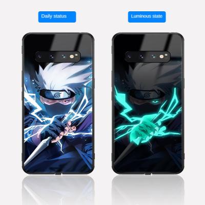 China Back Drop Led Voice Covers Tempered Glass Luxury Flash Light Up Phone Case For Iphone 13 12 11 pro X Xr Xs Cell Phone Bags for sale