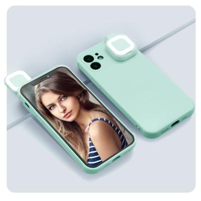 China Anti-fall Ring Fill Light Phone Case Popular Led For Iphone 12 Selfie Fill Light Mobile Phone Protective Bags for sale