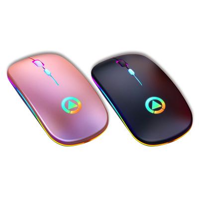 China Glowing Glowing BT 5.0 RGB Neon Light Gaming Mouse Wireless Mouse For Computer Gaming Laptop Desktop 1600 DPI Rechargeable Wireless Mouse For Gamer for sale