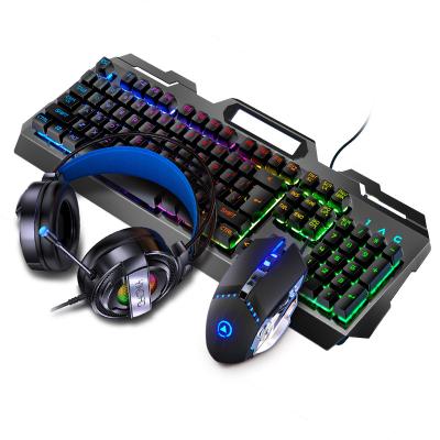 China Professional Anti-ghosting Factory Source RGB LED Wired Gaming Keyboard Mouse Mechanical Headset 3 in 1 Combo Set for PC Gamers for sale