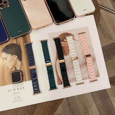 China Stylish Solid Color Watch Band Strap Resin Watch Band And Case Set For Apple Watch 5/4 Women With Stainless Steel Buckle For iWatch Strap Strap for sale