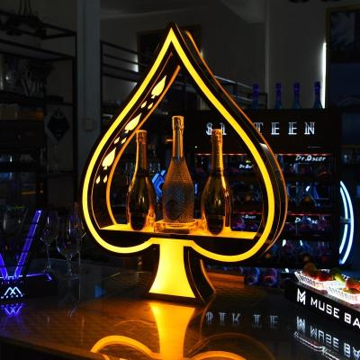 China Acrylic With Led Light LED Ace Shovel 3 Bottle Presenter For DJ Bar Events Party Lounge Bar Nightclub for sale