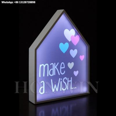 China Tabletop Wall Mounted Neon Sign Make A Wish LED Light Box for sale