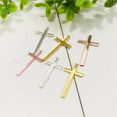 China Rose Gold Acrylic Mirror Gold Baptism Party Favors Favor Laser Cut Cross Ornaments Birthday Gifts Party Supplies Accessories for sale