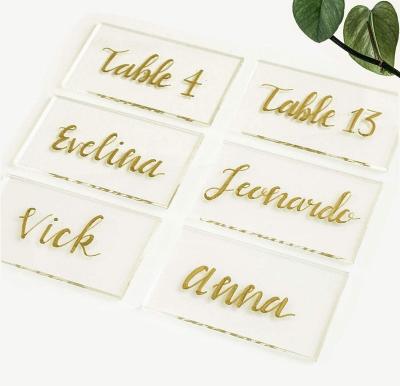 China Clear Acrylic Place Cards Rectangle Shape Perfect For Weddings, Parties, Table Numbers, Guest Names, Food Signs, Birthdays HWA10004 for sale