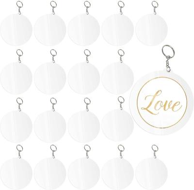 China Round Clear White Acrylic Circle Discs With Keychains For Crafts HWA10015 for sale