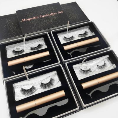 China Easy Use 5 Strong Magnets Silk Strip False Eye Lashes 1 Pairs Magnetic Eyeliner +1 Magnetic Eyelashes+1Tweezers for sale