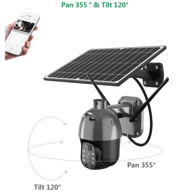 China Solar Waterproof Outdoor Color Human Motion 4G PTZ Camera 2MP 1536P 1080P WiFi Tracking Night Vision 4G LTE Sim Card Wireless Remote Control for sale