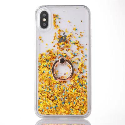 China Protective Silicon Shine Sand Liquid Case For iphone 11 plus Pro Honor 8 Lite Brand Luxury Mobile Phone Cover With Finger Ring for sale