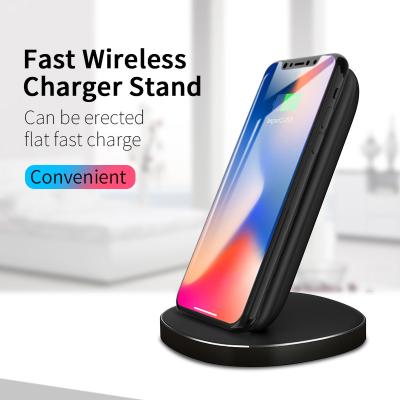 China Smart Mobile Phone 10W 15W Phone Holder Qi Double Coil Radio Fantasty Fast Charging Vertical Charger for sale