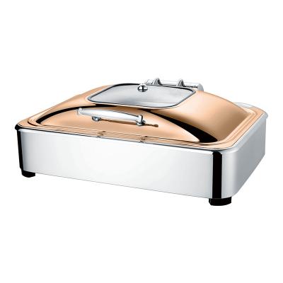 China Stocked Newest Stainless Steel Cafeteria Serving Food Warmer Round Chafing Dish for sale