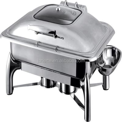 China Hotel Buffet Supply Stainless Steel Square Chafing Dish Stocked Hydraulic Food Warmer for sale