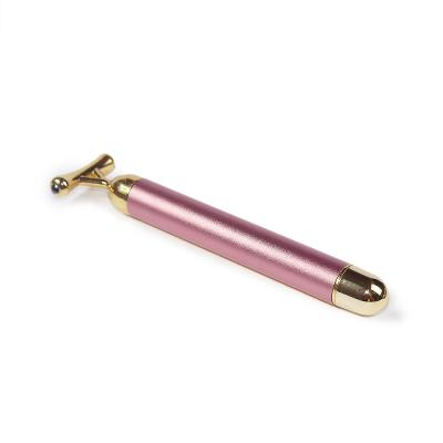 China Skin Tightening New Style Ice Metal Vibration Roller Gold Energy Beauty Bar Face Massager Cooling High Frequency Lift for sale