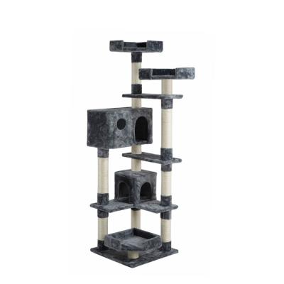 China New Design Sustainable Pet Products Large Modern Luxury Wood Cat Climbing Tower Tree for sale