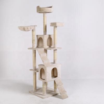 China New Design Viable Plush Cat Tree Tower Frame Kitten Cat Scratcher Board Cat Climbing for sale