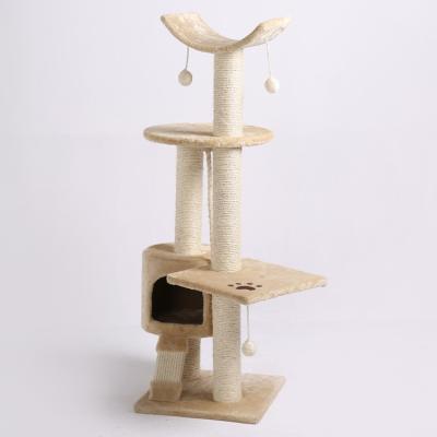 China Sustainable Wholesale Modern Large Scratch Pet Furniture Modern Climbing Wooden Tower Cat Tree for sale