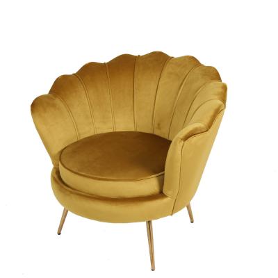 China Modern Leisure Shell Sofa Upholstered Armchair With Metal Brass Leg for sale