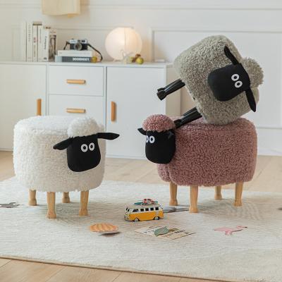 China Lovely Little Lamb Animal Stool Storage Lambwool Stool High Quality Fabric Decoration for sale