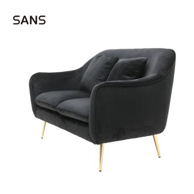 China Sectional Sofa Modern Upholstered Velvet Fabric Accent Loveseat Sofa With Gold Legs For Living Room for sale