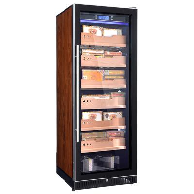 China Eco-friendly 150 London Door Position Compressor Fancy Clear Cooling Dredge Metal Thermostat Tea Cabinet Cigar Humidor For Saudi Arabia for sale