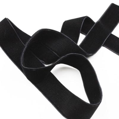 China various sizes Yama 9/16/25/38mm solid color single double faced black nylon striped velvet ribbon roll for sale