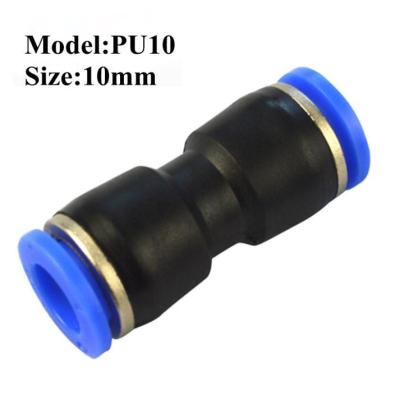 China energy & Pneumatic Mining Air Fittings Push In Quick Fit Connector PU10 10mm Hole To 10mm OD Tube Straight for sale