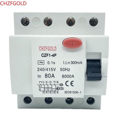 China CHZFGOLD type B power switch with channel din, free send, circuit breaker, rccb, rcd, 4p, 63a, 30ma type b, 10ka CZK1 for sale