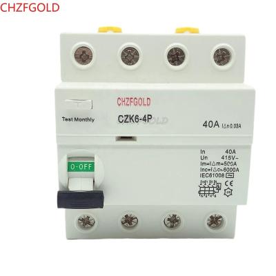 China CHZFGOLD's new 2P 4P 10KA B RCCB RCD high quality imported material b type model for sale