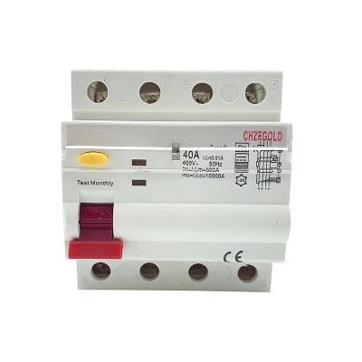 China Fast Hot Selling 4 Pole Leakage Protection RCCB RCD ELCB Circuit Breaker Residual Current Power Off Leakage Circuit Breaker for sale