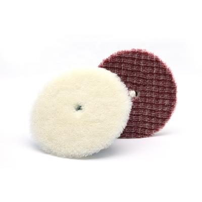 China Newest Wool CR Technology Logo Auto Care Buffing Pads Custom Car Wool Polishing Pads for sale