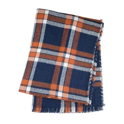 China Hot Selling Fashion Style 100% Acrylic Woven Scarf Men And Mulberry Plaid Blanket Scarf for sale