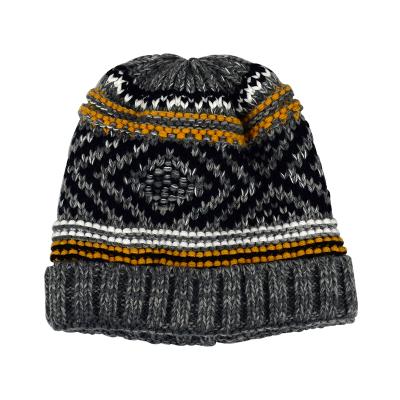 China Fashion style manufacturers supply acrylic thick winter jacquard warm men's hat for sale